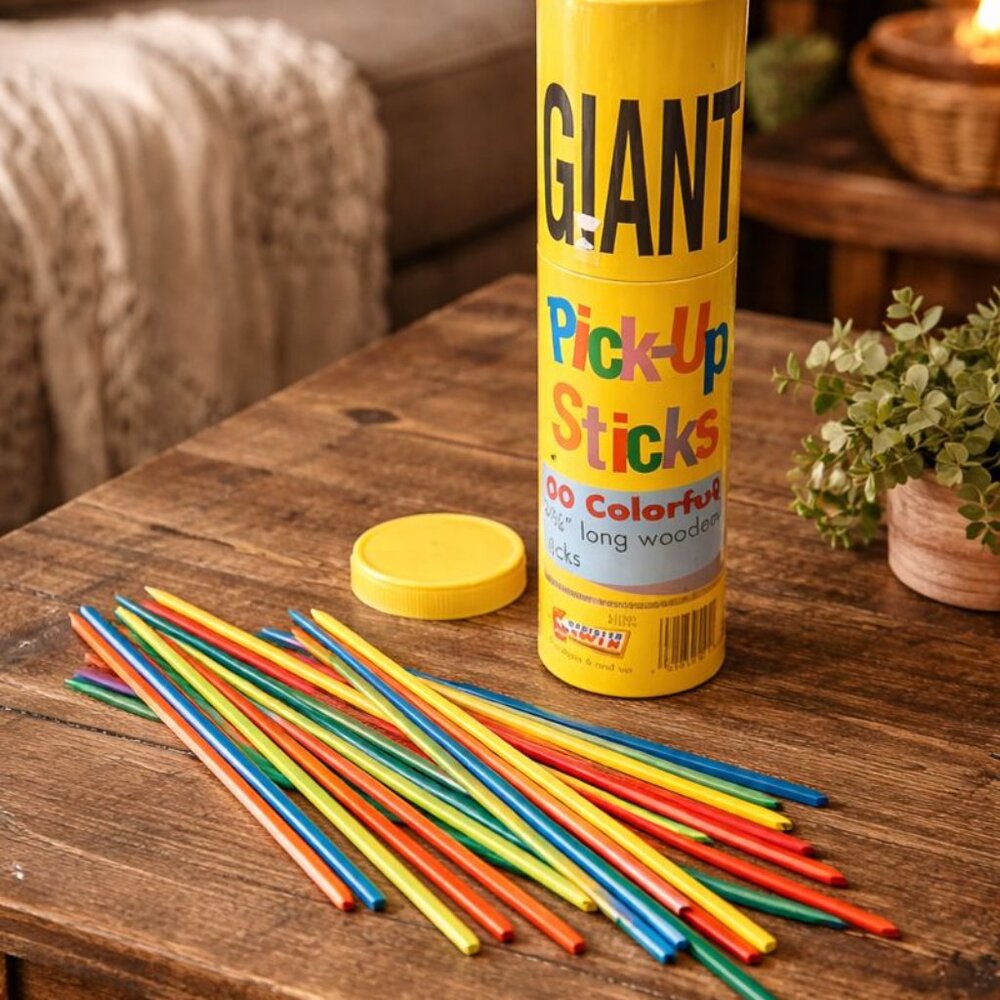 GIANT PICK-UP STICKS 30 CLASSIC COLORFUL 9 3/4" WOOD STICKS NEW